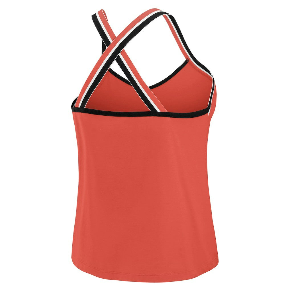 Kansas City Chiefs WEAR by Erin Andrews Women's Cross Strap Tri-Blend Tank Top - Red for sale