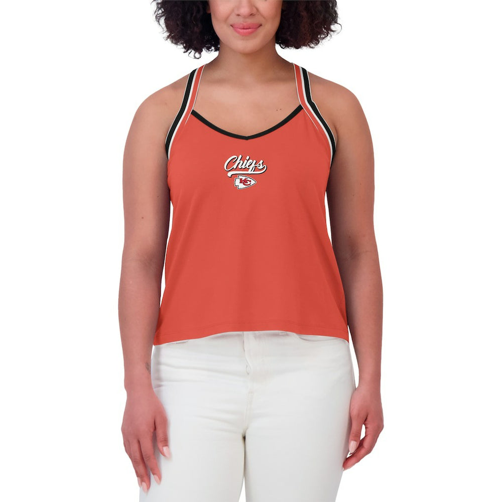 Kansas City Chiefs WEAR by Erin Andrews Women's Cross Strap Tri-Blend Tank Top - Red for sale