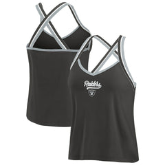 Las Vegas Raiders WEAR by Erin Andrews Women's Cross Strap Tri-Blend Tank Top - Black on sale