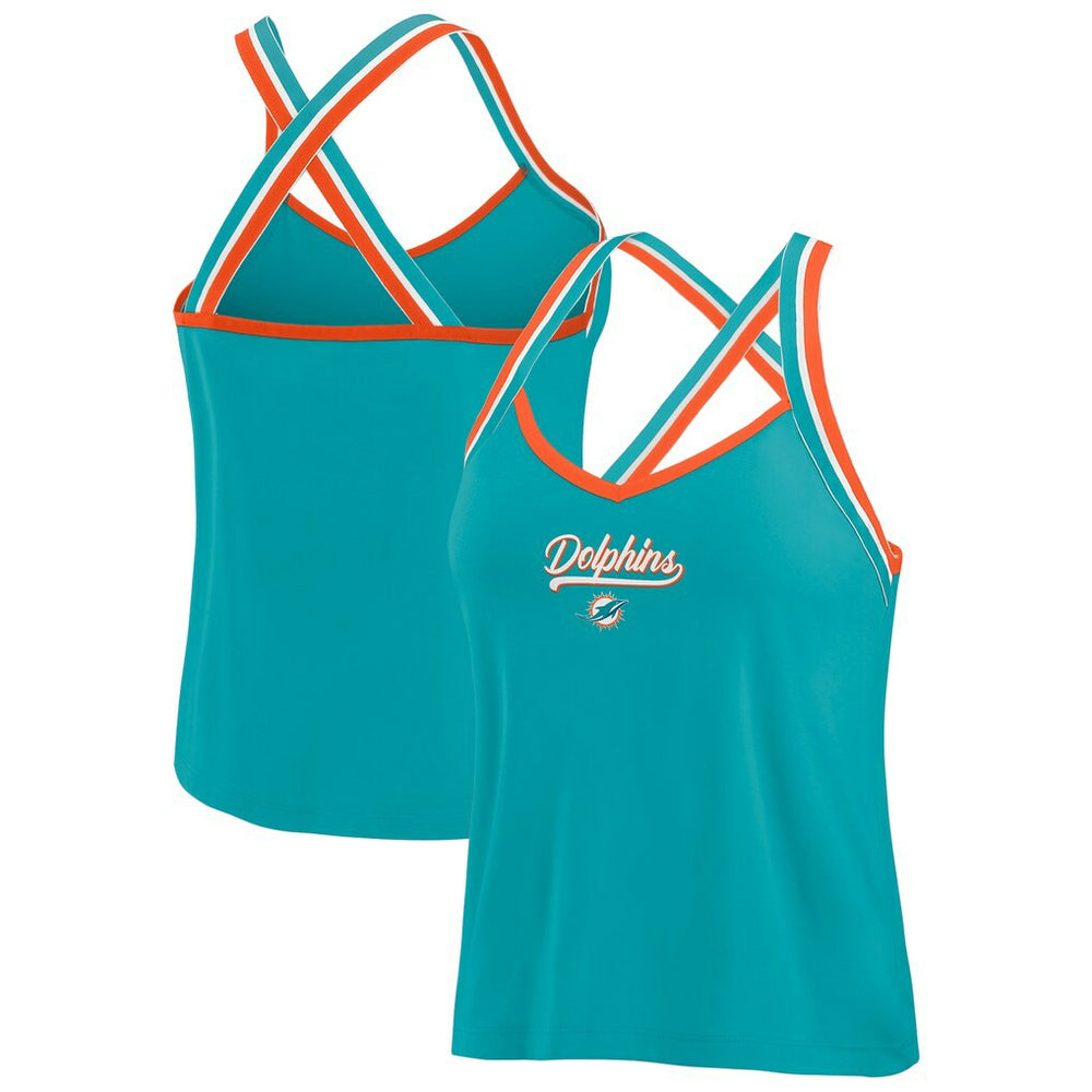 Miami Dolphins WEAR by Erin Andrews Women's Cross Strap Tri-Blend Tank Top - Aqua discount