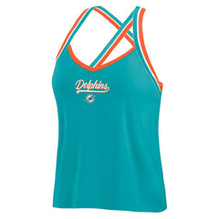Miami Dolphins WEAR by Erin Andrews Women's Cross Strap Tri-Blend Tank Top - Aqua discount