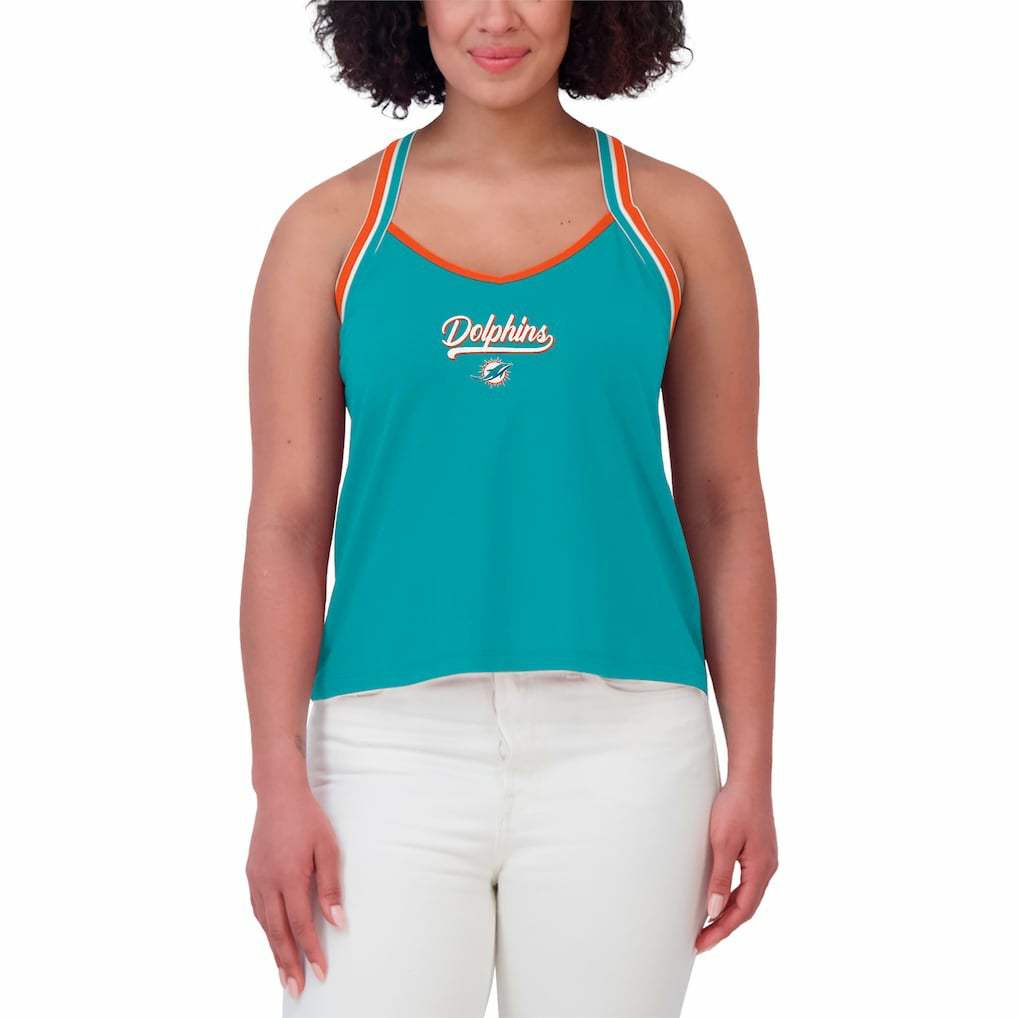 Miami Dolphins WEAR by Erin Andrews Women's Cross Strap Tri-Blend Tank Top - Aqua discount