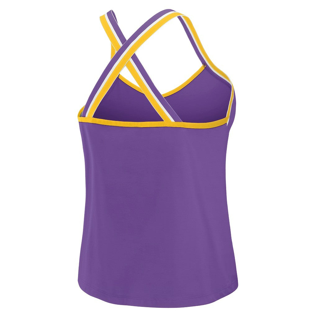 Minnesota Vikings WEAR by Erin Andrews Women's Cross Strap Tri-Blend Tank Top - Purple for sale