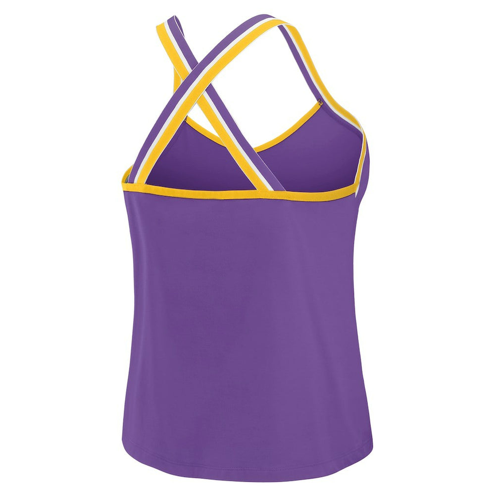 Minnesota Vikings WEAR by Erin Andrews Women's Cross Strap Tri-Blend Tank Top - Purple for sale