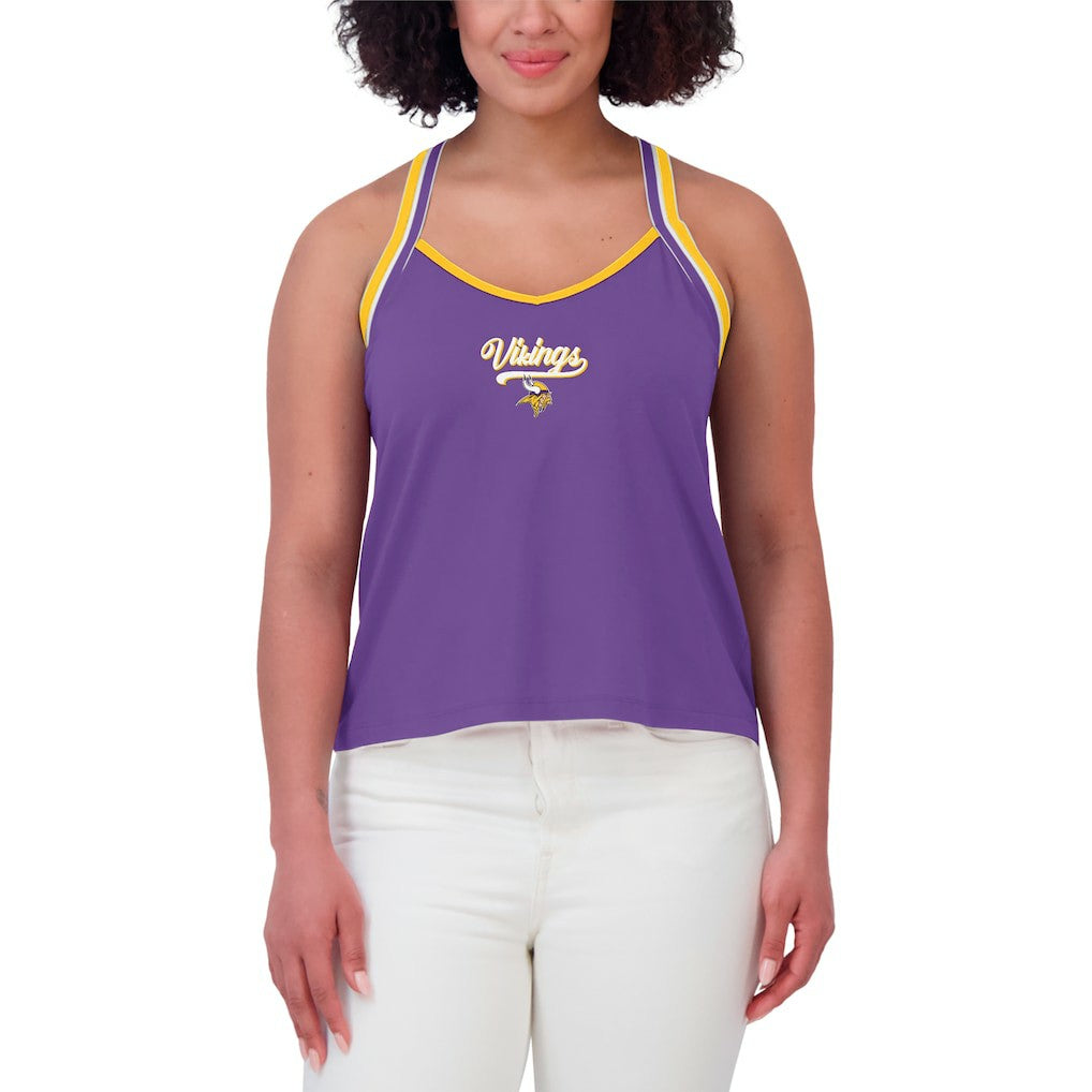 Minnesota Vikings WEAR by Erin Andrews Women's Cross Strap Tri-Blend Tank Top - Purple for sale