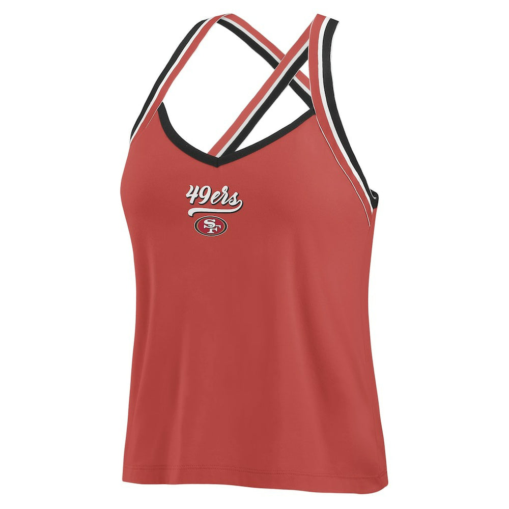 San Francisco 49ers WEAR by Erin Andrews Women's Cross Strap Tri-Blend Tank Top - Scarlet discount