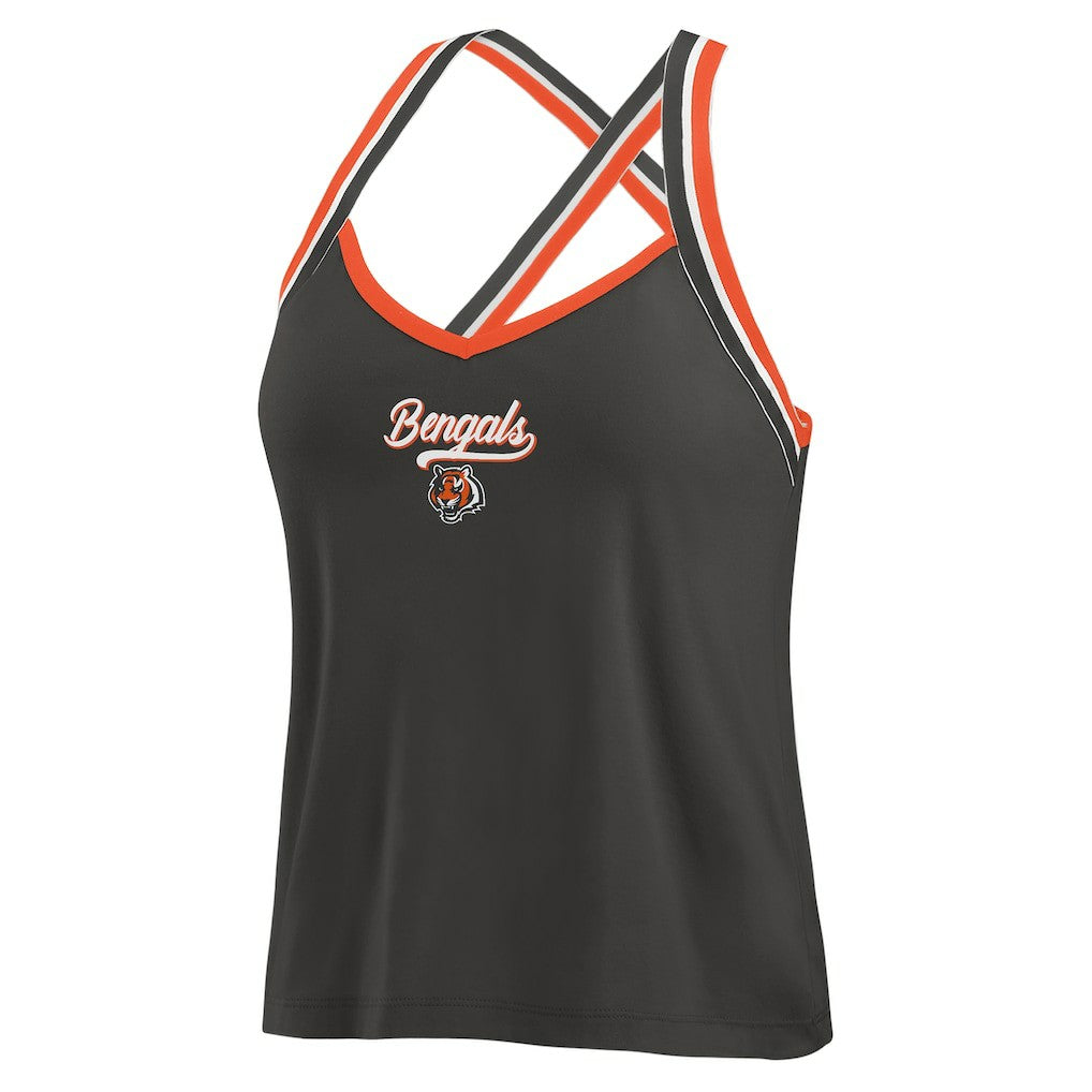 Cincinnati Bengals WEAR by Erin Andrews Women's Cross Strap Tri-Blend Tank Top - Black sale