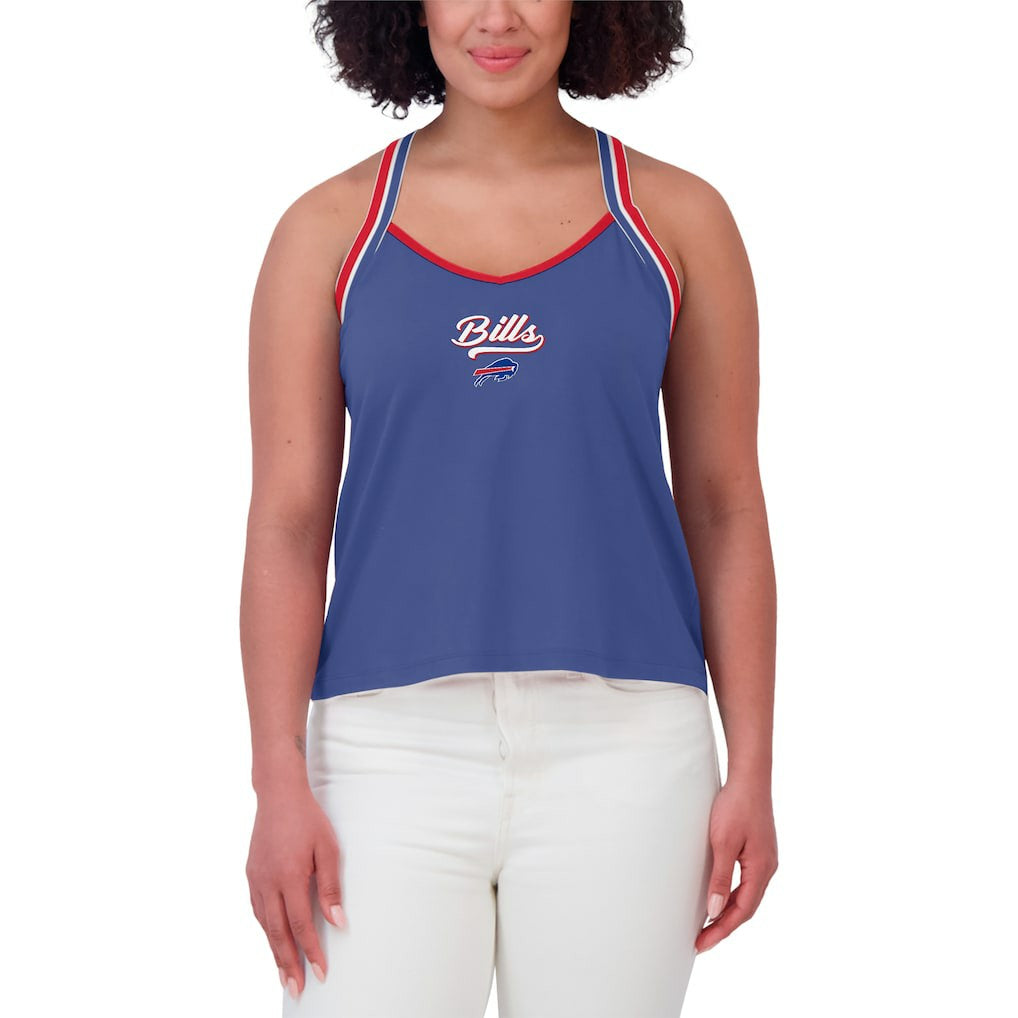 Buffalo Bills WEAR by Erin Andrews Women's Cross Strap Tri-Blend Tank Top - Royal discount