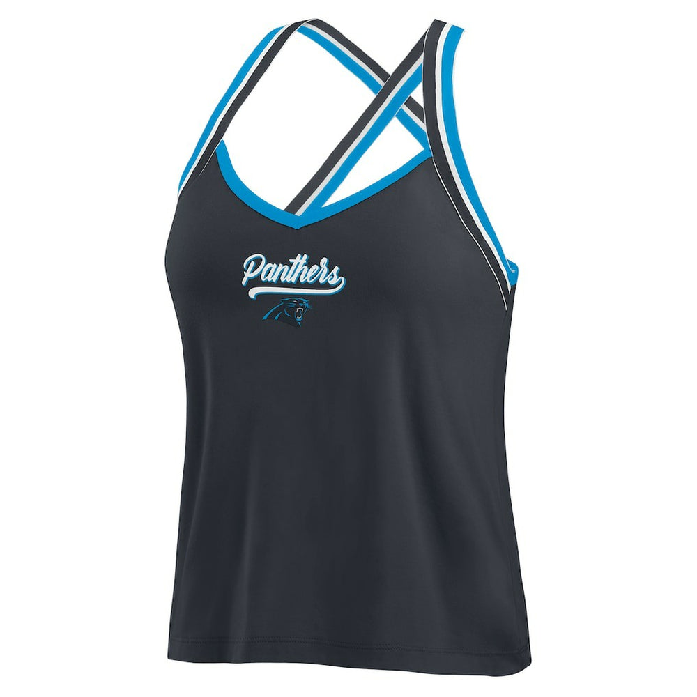 Carolina Panthers WEAR by Erin Andrews Women's Cross Strap Tri-Blend Tank Top - Black for sale