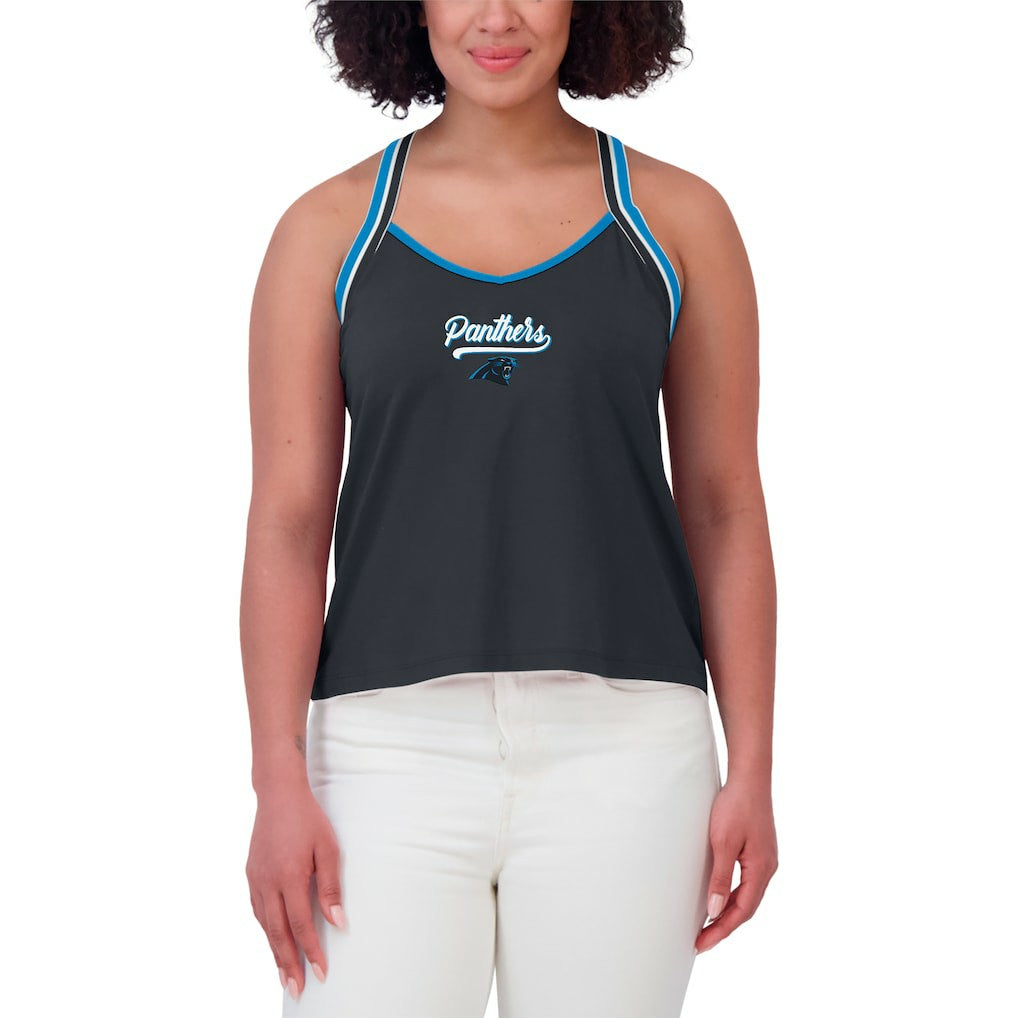 Carolina Panthers WEAR by Erin Andrews Women's Cross Strap Tri-Blend Tank Top - Black for sale