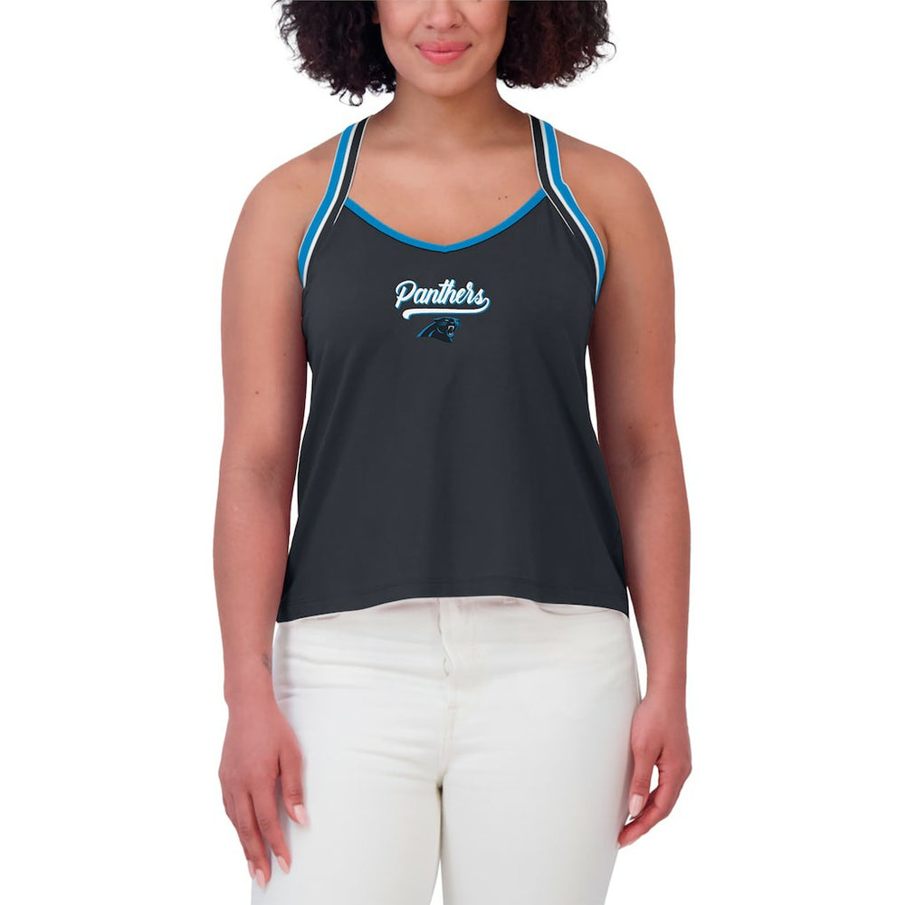 Carolina Panthers WEAR by Erin Andrews Women's Cross Strap Tri-Blend Tank Top - Black for sale