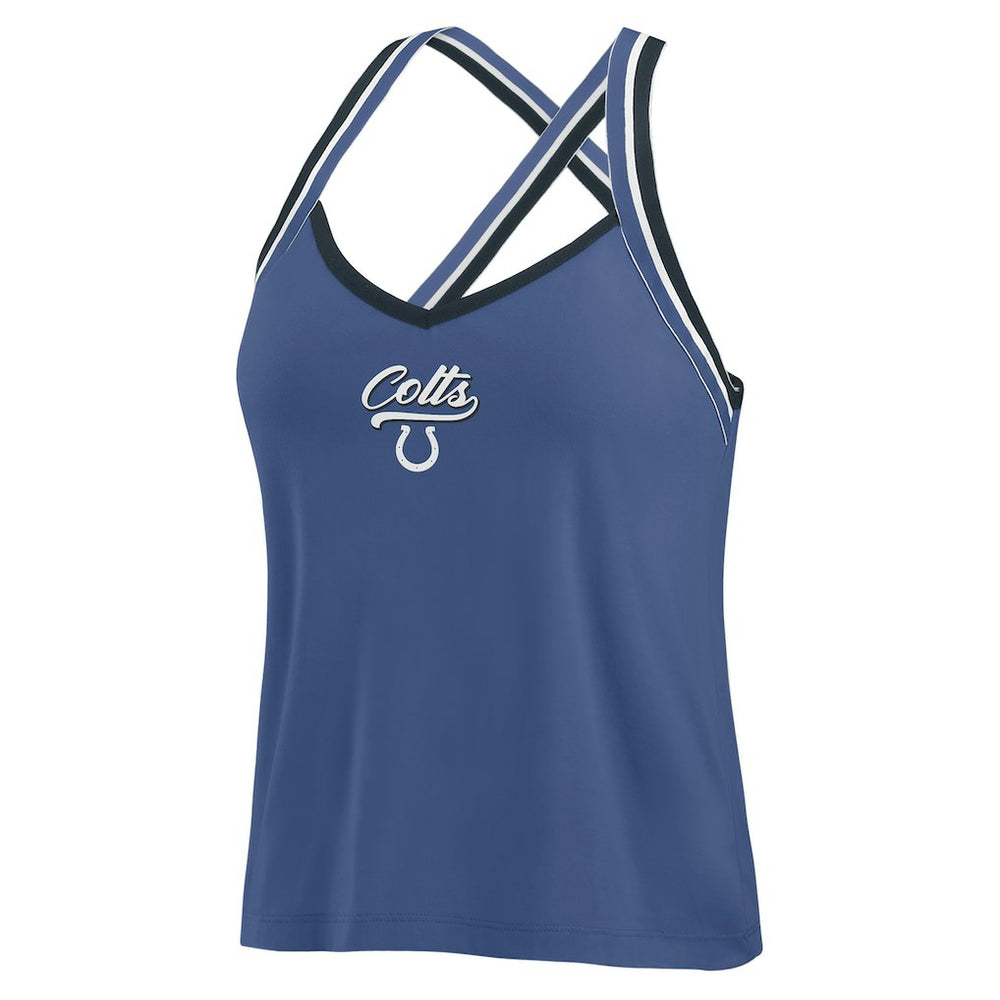 Indianapolis Colts WEAR by Erin Andrews Women's Cross Strap Tri-Blend Tank Top - Royal cheap