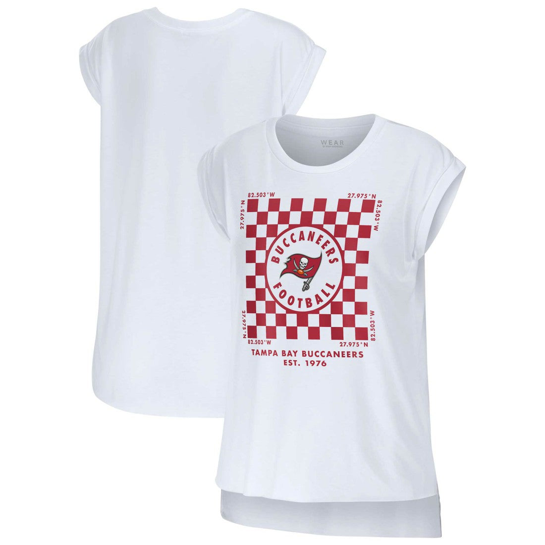 Tampa Bay Buccaneers WEAR by Erin Andrews Women's Checker Muscle Tank Top - White sale
