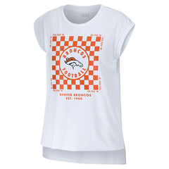 Denver Broncos WEAR by Erin Andrews Women's Checker Muscle Tank Top - White online
