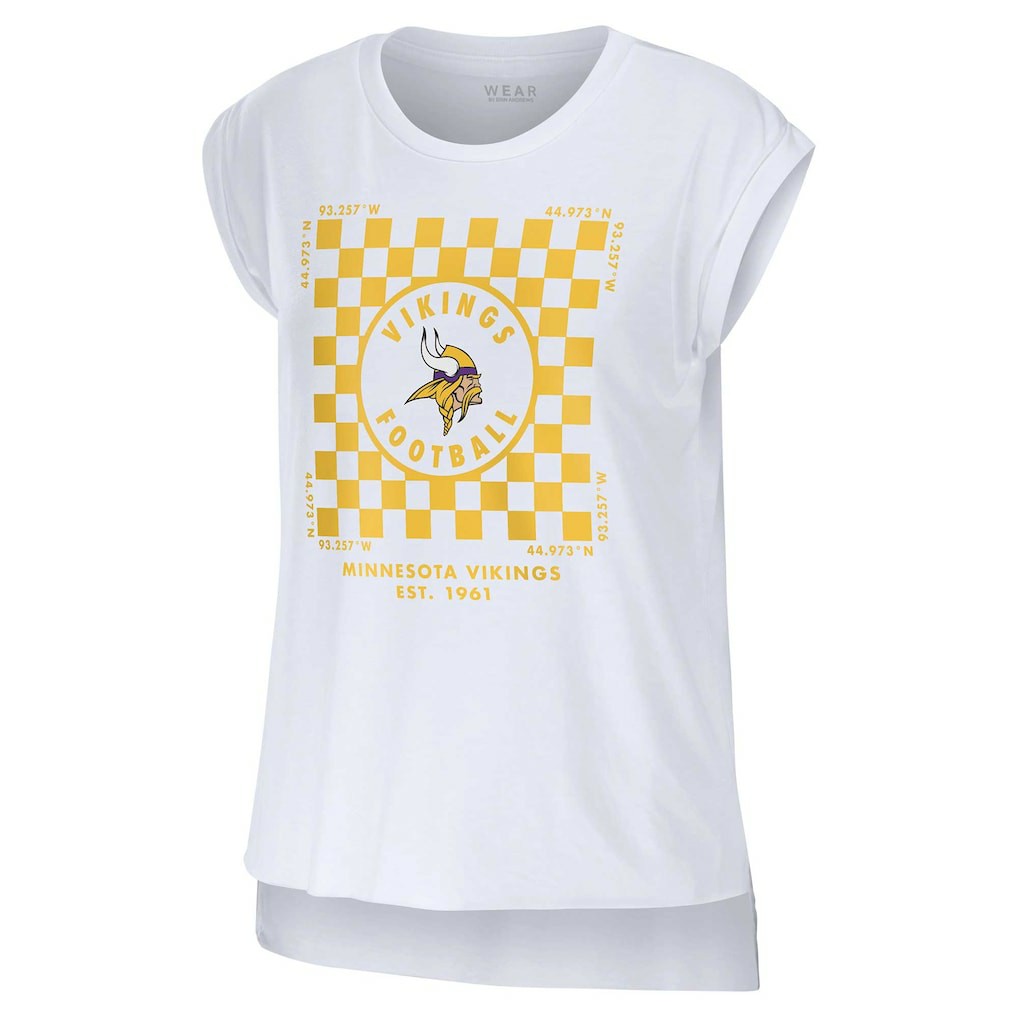 Minnesota Vikings WEAR by Erin Andrews Women's Checker Muscle Tank Top - White sale