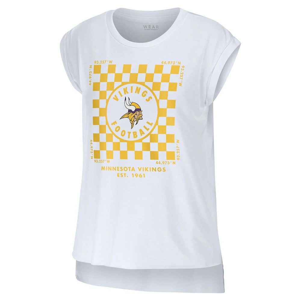 Minnesota Vikings WEAR by Erin Andrews Women's Checker Muscle Tank Top - White sale