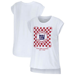 New York Giants WEAR by Erin Andrews Women's Checker Muscle Tank Top - White on sale