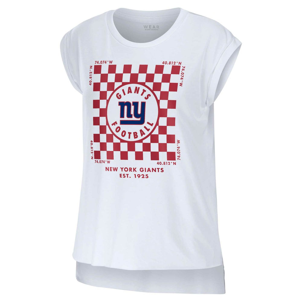 New York Giants WEAR by Erin Andrews Women's Checker Muscle Tank Top - White on sale