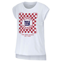 New York Giants WEAR by Erin Andrews Women's Checker Muscle Tank Top - White on sale