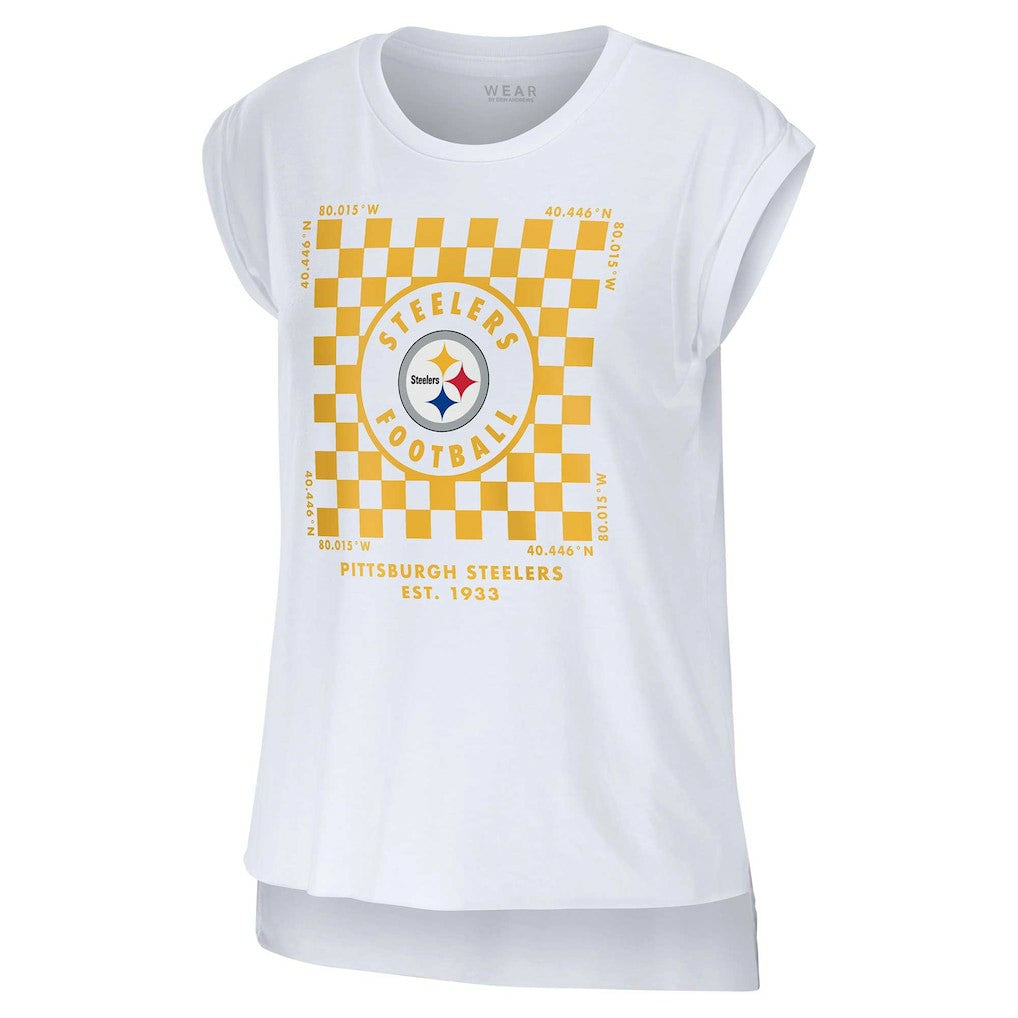 Pittsburgh Steelers WEAR by Erin Andrews Women's Checker Muscle Tank Top - White outlet