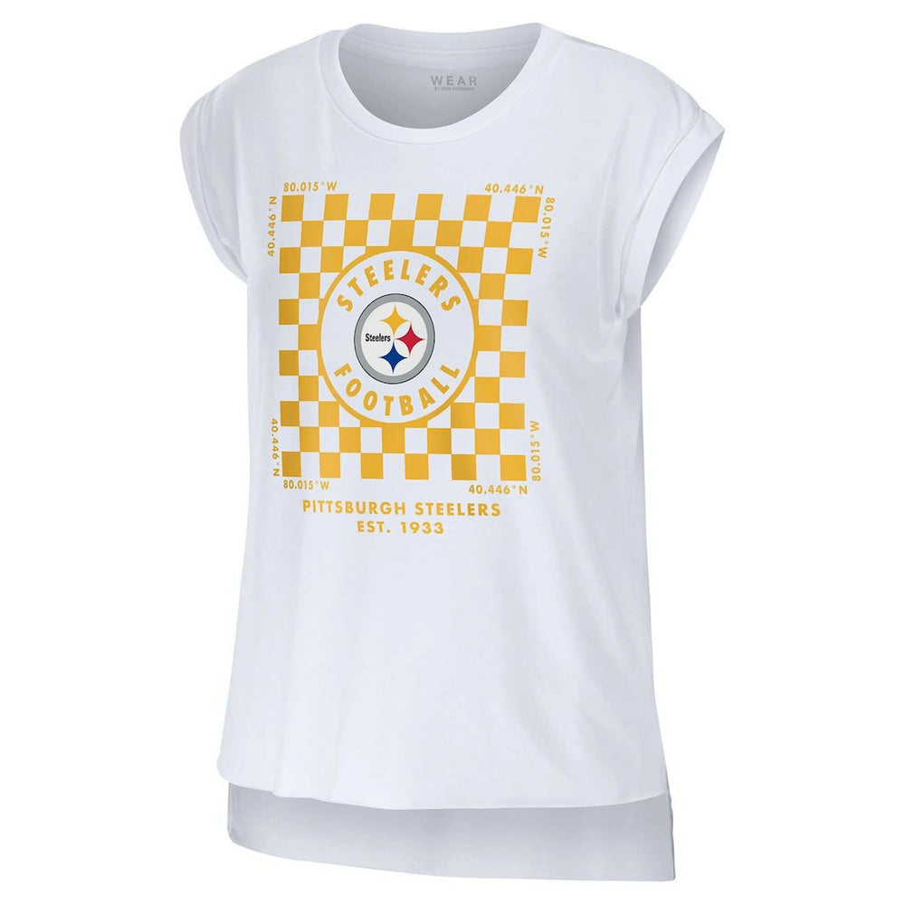 Pittsburgh Steelers WEAR by Erin Andrews Women's Checker Muscle Tank Top - White outlet