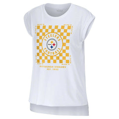 Pittsburgh Steelers WEAR by Erin Andrews Women's Checker Muscle Tank Top - White outlet