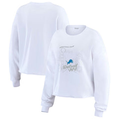 Detroit Lions WEAR by Erin Andrews Women's Postcard Cropped Long Sleeve Top - White online