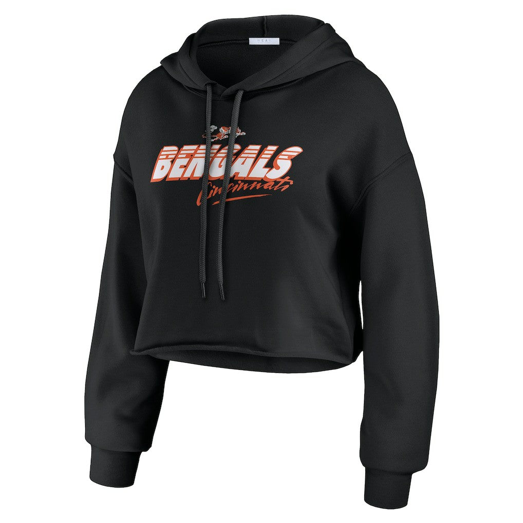 Cincinnati Bengals WEAR by Erin Andrews Women's Prime Cropped Pullover Hoodie - Black sale