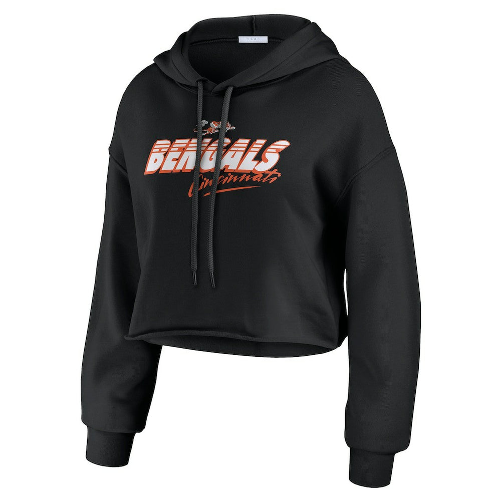 Cincinnati Bengals WEAR by Erin Andrews Women's Prime Cropped Pullover Hoodie - Black sale