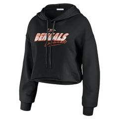 Cincinnati Bengals WEAR by Erin Andrews Women's Prime Cropped Pullover Hoodie - Black sale