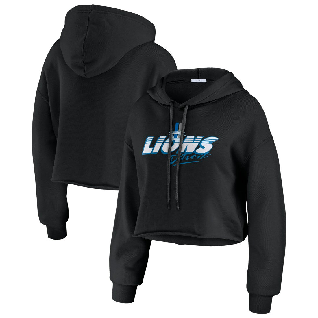 Detroit Lions WEAR by Erin Andrews Women's Prime Cropped Pullover Hoodie - Black for sale