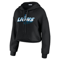 Detroit Lions WEAR by Erin Andrews Women's Prime Cropped Pullover Hoodie - Black for sale