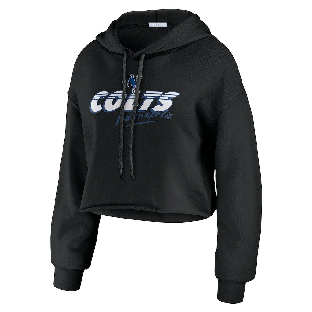 Indianapolis Colts WEAR by Erin Andrews Women's Prime Cropped Pullover Hoodie - Black outlet