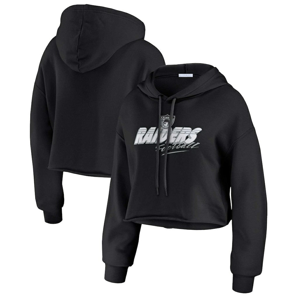 Las Vegas Raiders WEAR by Erin Andrews Women's Prime Cropped Pullover Hoodie - Black online