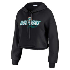 Miami Dolphins WEAR by Erin Andrews Women's Prime Cropped Pullover Hoodie - Black discount