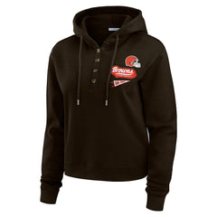 Cleveland Browns WEAR by Erin Andrews Women's Waffle-Knit Pullover Hoodie - Brown cheap