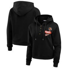 Cincinnati Bengals WEAR by Erin Andrews Women's Waffle-Knit Pullover Hoodie - Black for sale