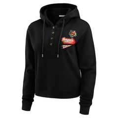 Cincinnati Bengals WEAR by Erin Andrews Women's Waffle-Knit Pullover Hoodie - Black for sale