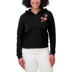 Cincinnati Bengals WEAR by Erin Andrews Women's Waffle-Knit Pullover Hoodie - Black for sale