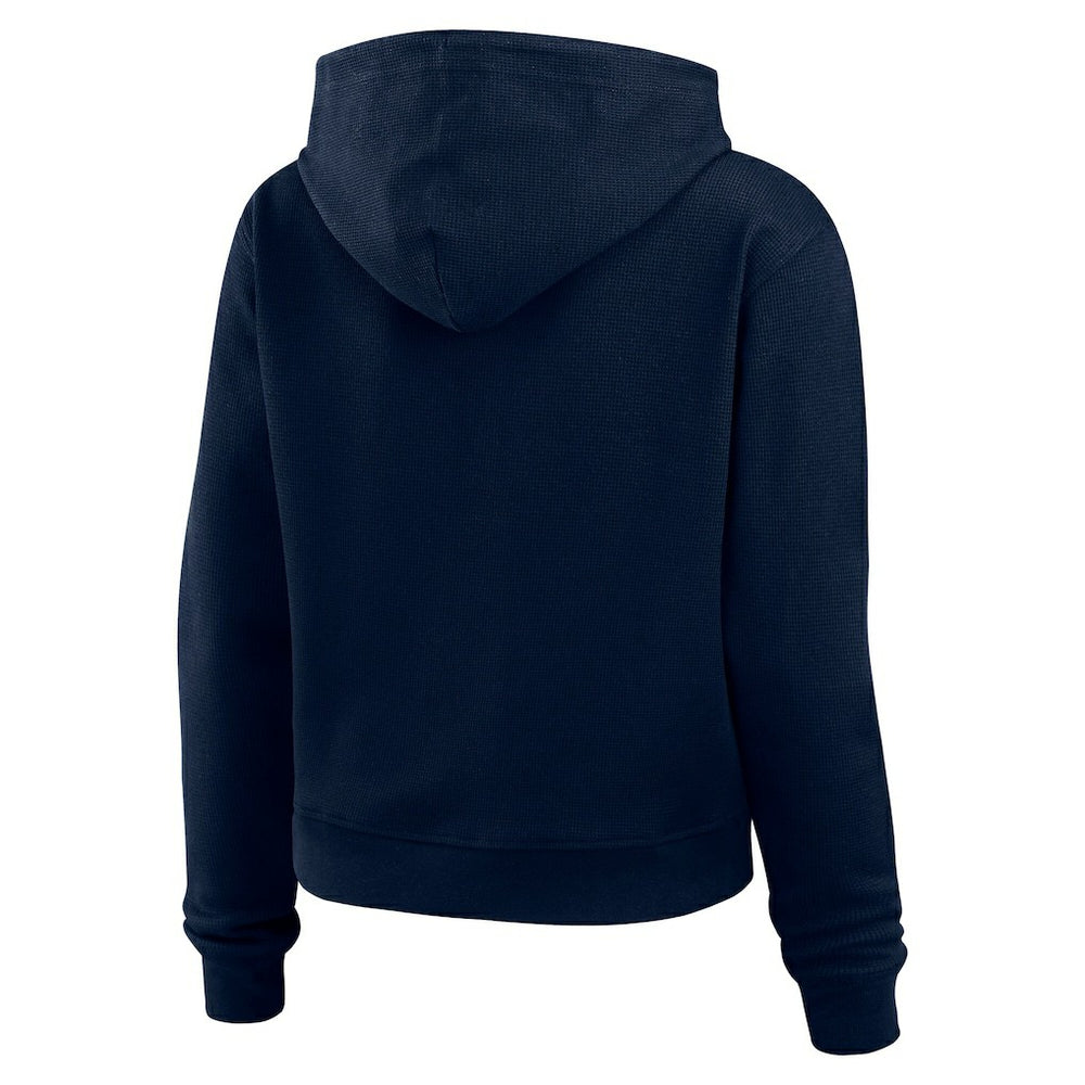 Denver Broncos WEAR by Erin Andrews Women's Waffle-Knit Pullover Hoodie - Navy sale