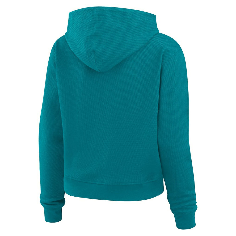 Miami Dolphins WEAR by Erin Andrews Women's Waffle-Knit Pullover Hoodie - Aqua sale