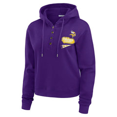 Minnesota Vikings WEAR by Erin Andrews Women's Waffle-Knit Pullover Hoodie - Purple outlet