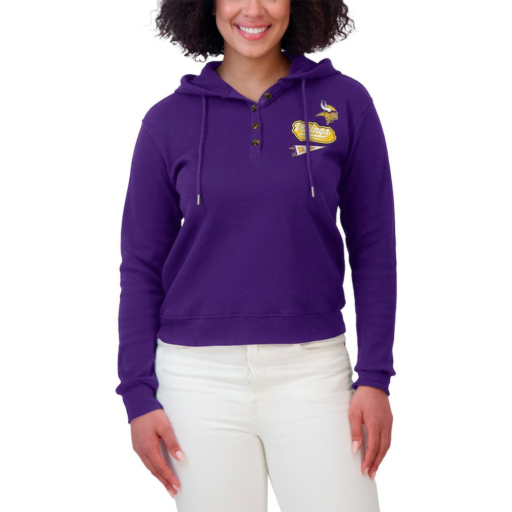 Minnesota Vikings WEAR by Erin Andrews Women's Waffle-Knit Pullover Hoodie - Purple outlet