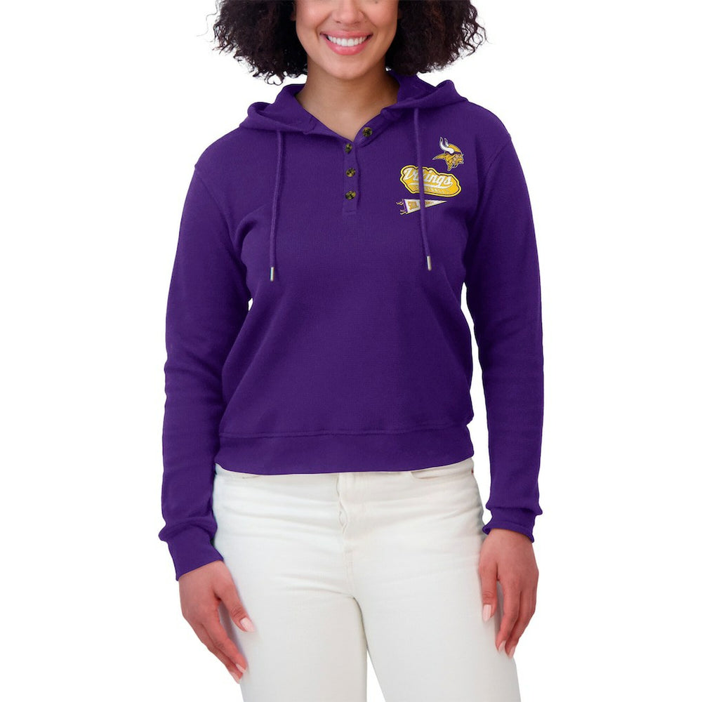 Minnesota Vikings WEAR by Erin Andrews Women's Waffle-Knit Pullover Hoodie - Purple outlet