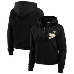 New Orleans Saints WEAR by Erin Andrews Women's Waffle-Knit Pullover Hoodie - Black online