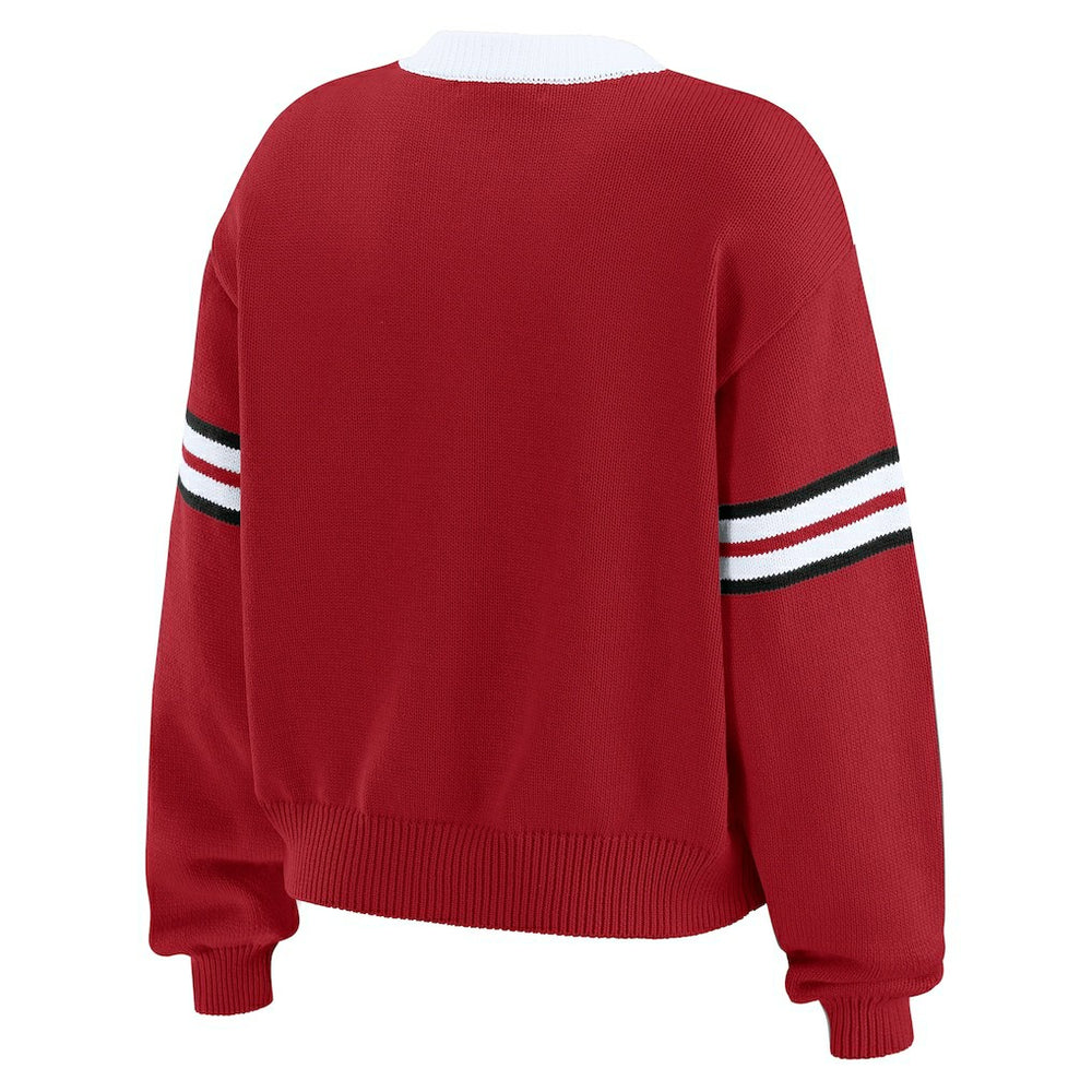 San Francisco 49ers WEAR by Erin Andrews Women's Lace-Up Sweater - Scarlet cheap