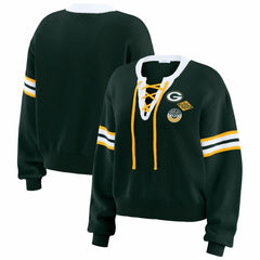 Green Bay Packers WEAR by Erin Andrews Women's Lace-Up Sweater - Green discount