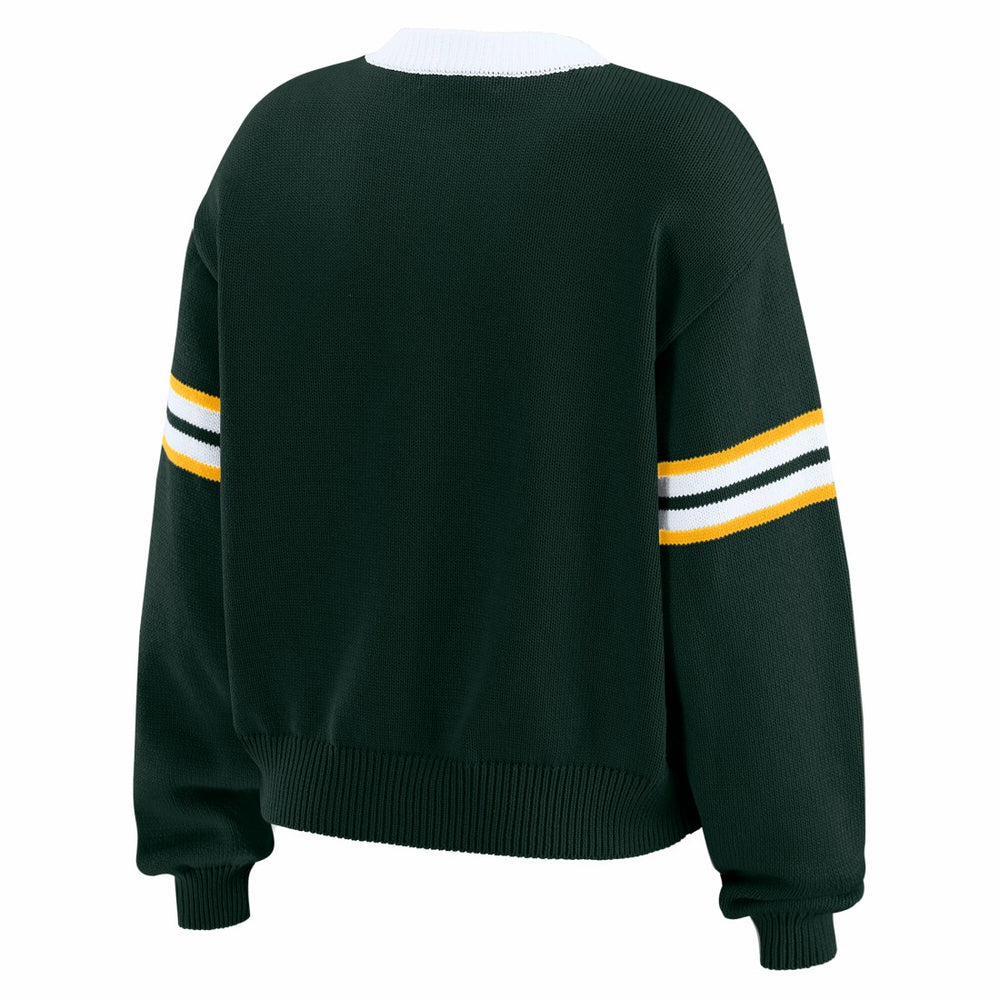 Green Bay Packers WEAR by Erin Andrews Women's Lace-Up Sweater - Green discount