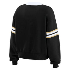 New Orleans Saints WEAR by Erin Andrews Women's Lace-Up Sweater - Black sale