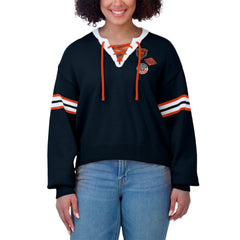 Chicago Bears WEAR by Erin Andrews Women's Lace-Up Sweater - Navy discount